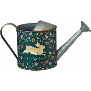 Hello Spring Decorative Tin Watering Can Bunny